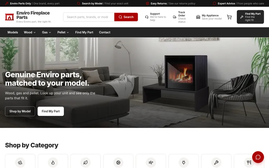 Enviro Fireplace Parts home page