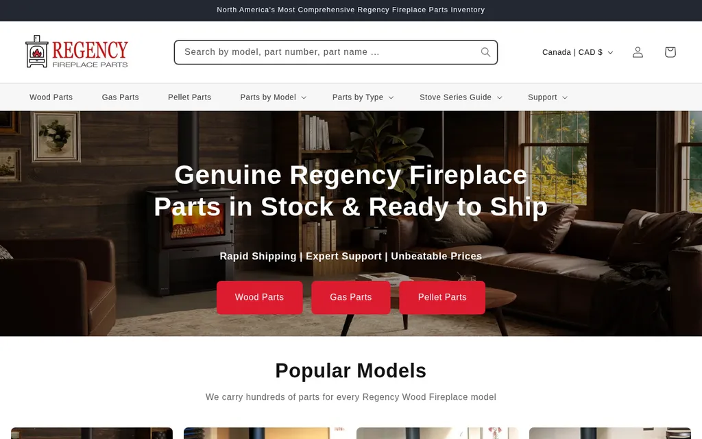 Regency Fireplace Parts home page